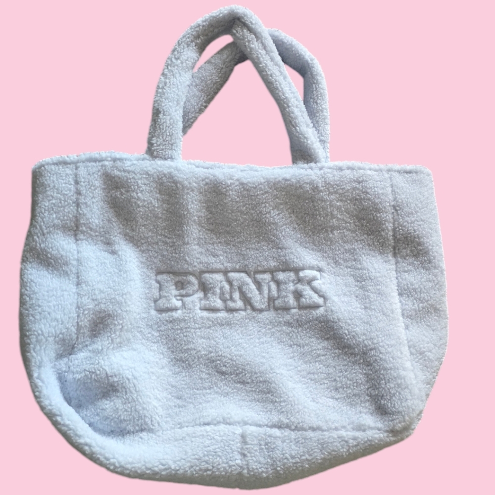 Victoria's Secret PINK Plush Tote Bag - Light Blue